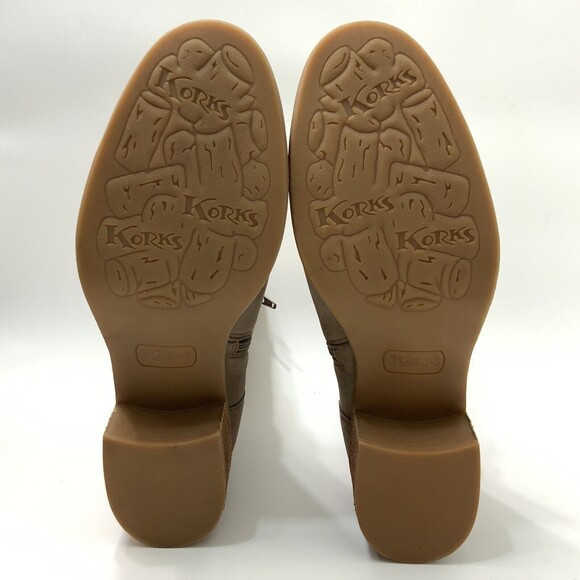 Korks Boots Women Size 9M Tan Double Harness Stacked Block Heel Comfort - Picture 9 of 12
